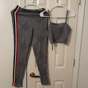 Forever 21 Gray Co-Ord Set with Red and White Stripes